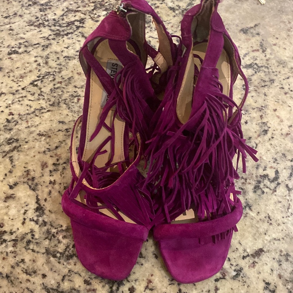 Women Purple Suede Fring Sandas By Steve Madden Size 10M/Women Open Toe Sandals